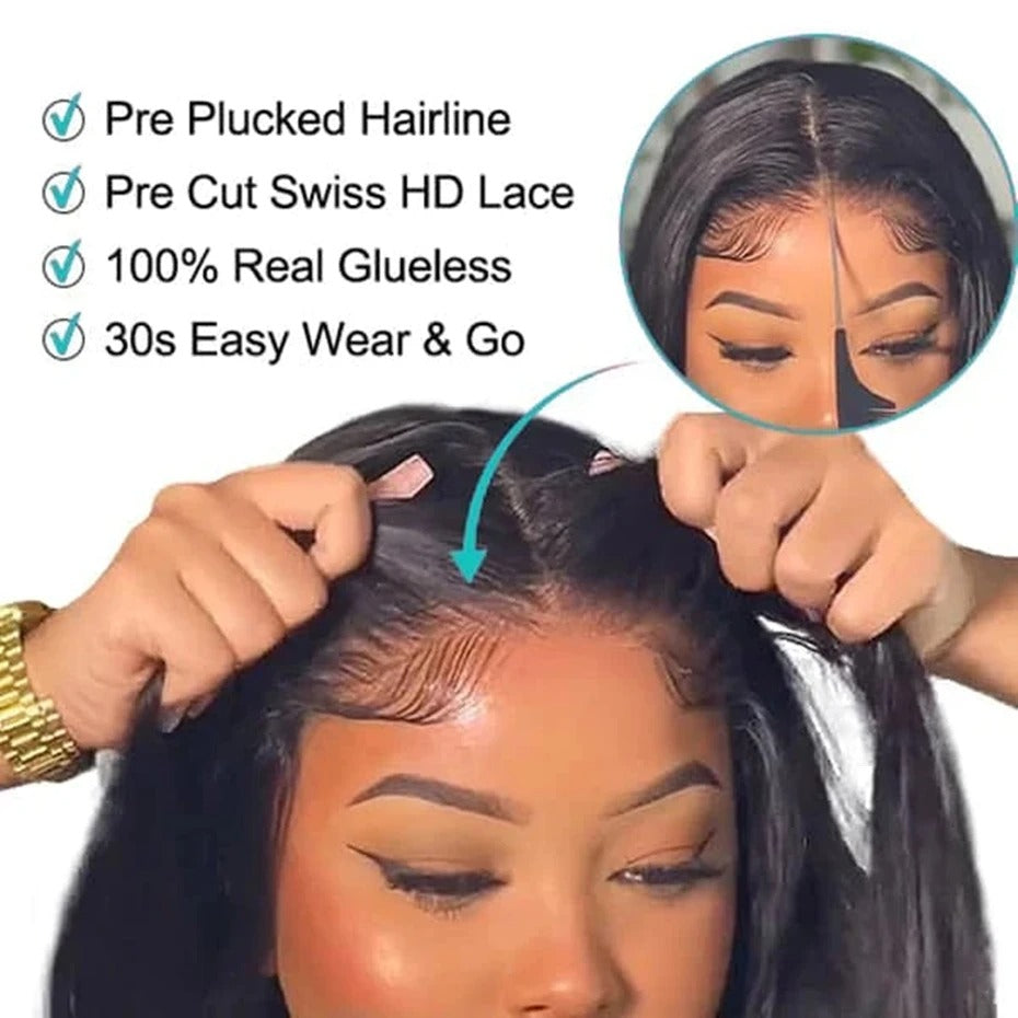 Smooth Straight Human Hair Wig – Pre-Plucked, Ready-to-Wear, 5x5 Closure & 13x4 Lace Front