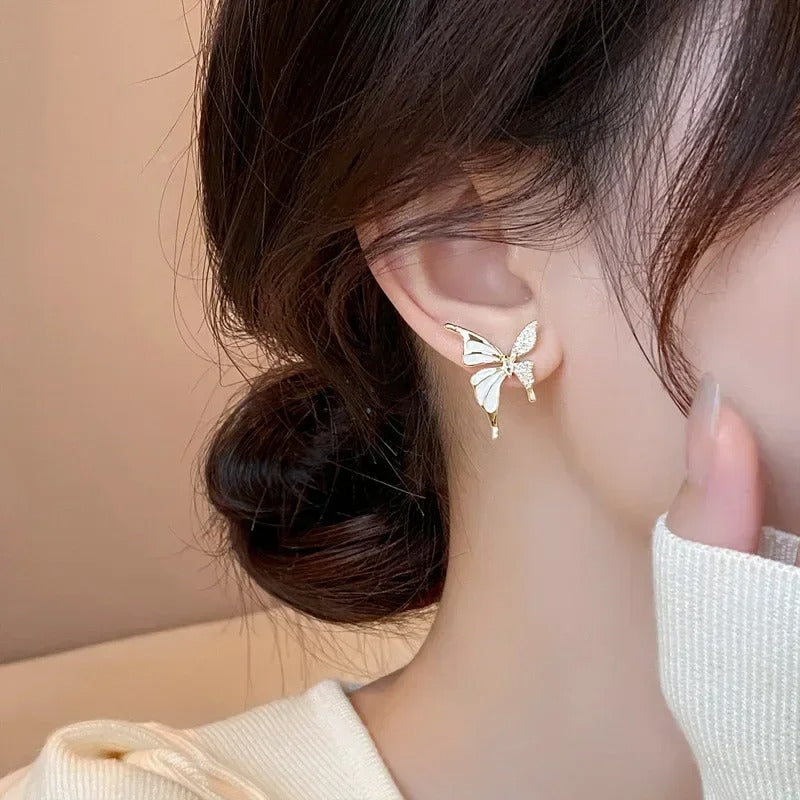 Elegant Zircon Butterfly Stud Earrings – Light Luxury Fashion Jewelry Gift for Women