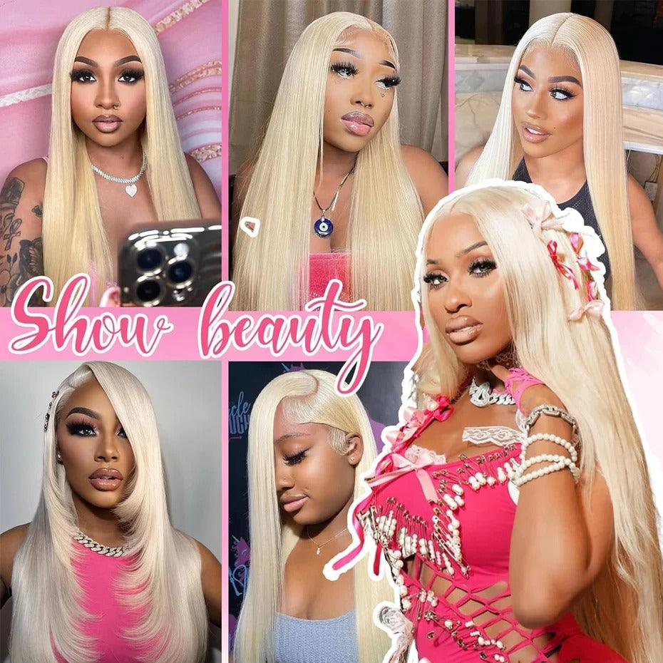 613 Blonde HD Lace Front Wig – Bone Straight Human Hair (13x4/13x6/360, 200–250% Density)
