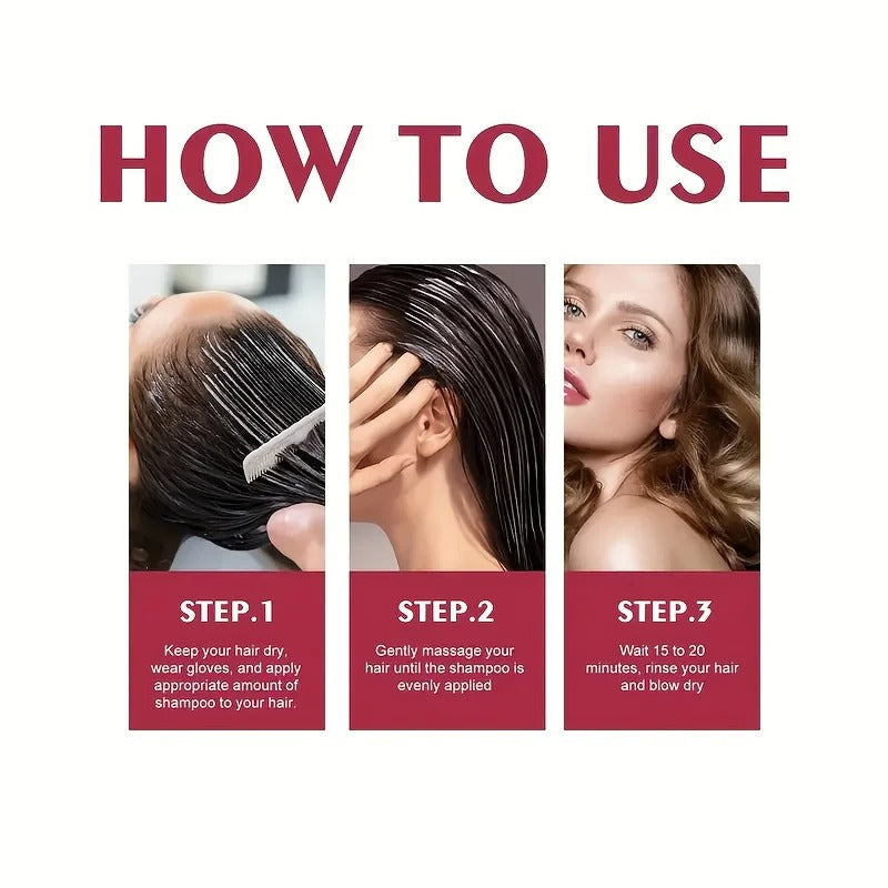 Red Hair Dye Shampoo 2pcs – 3-in-1 Coloring, Hydrating & Softening Shampoo