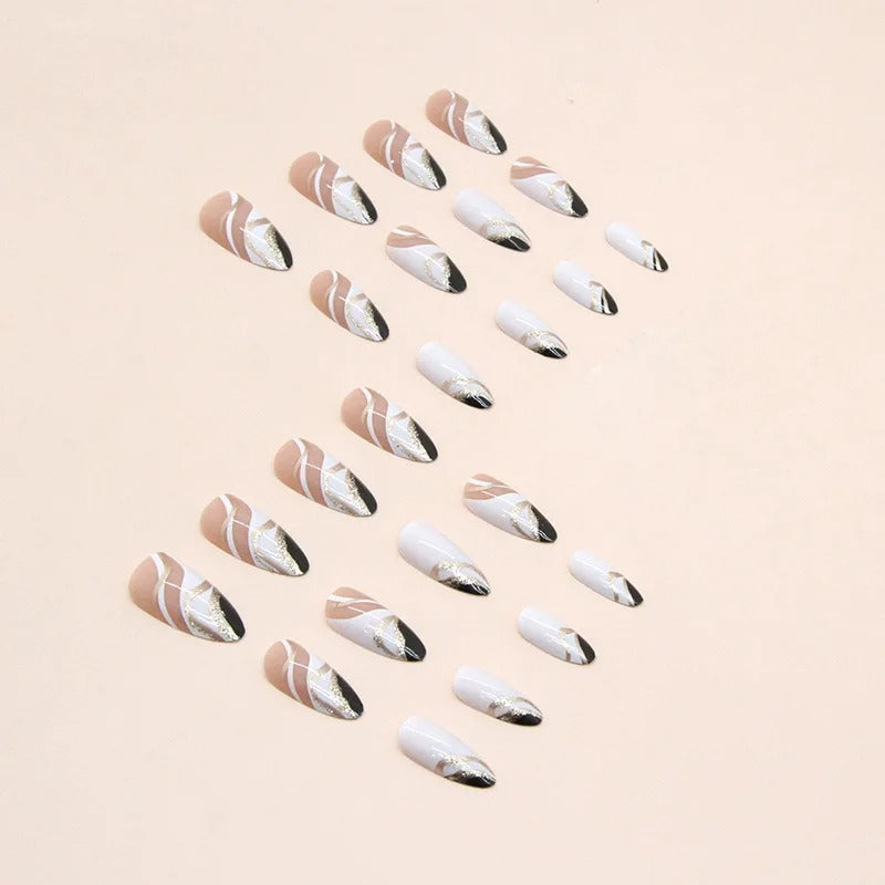 24 Almond-Shaped False Nails with Jelly Glue Sticker & Nail File