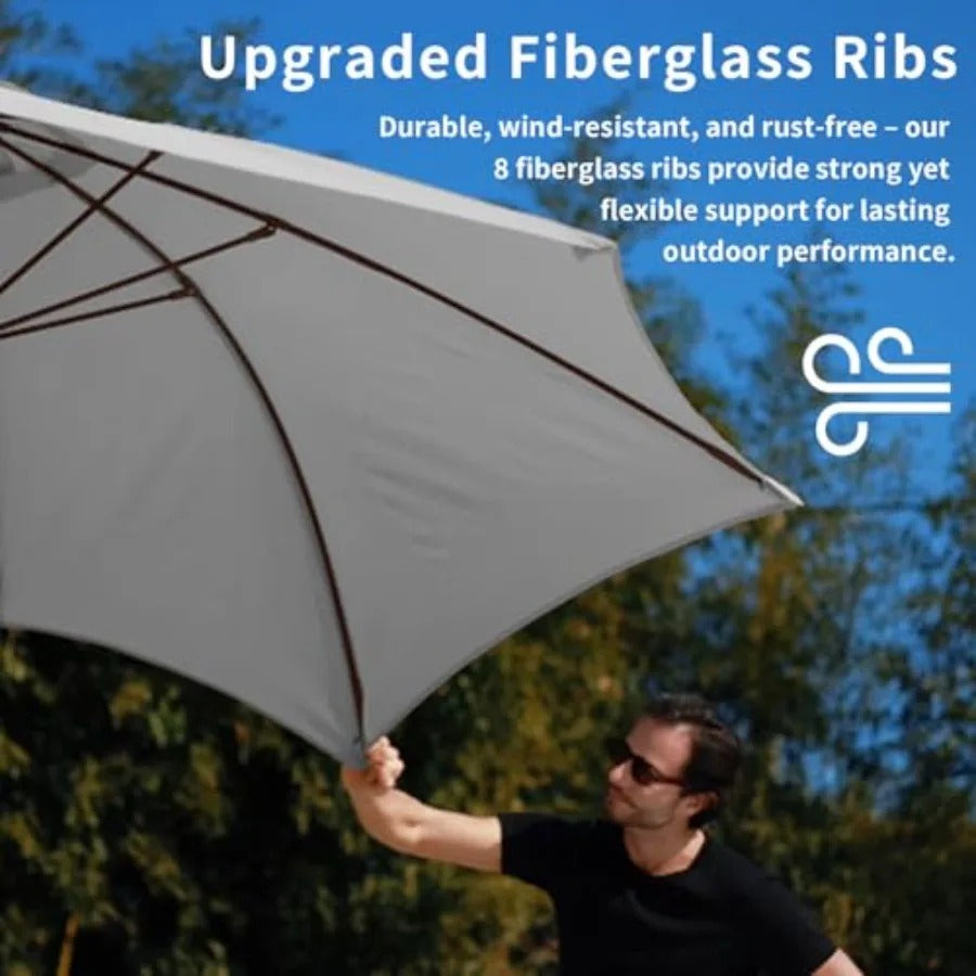 10ft Patio Umbrella with Crank & Tilt, UV-Resistant Waterproof Canopy