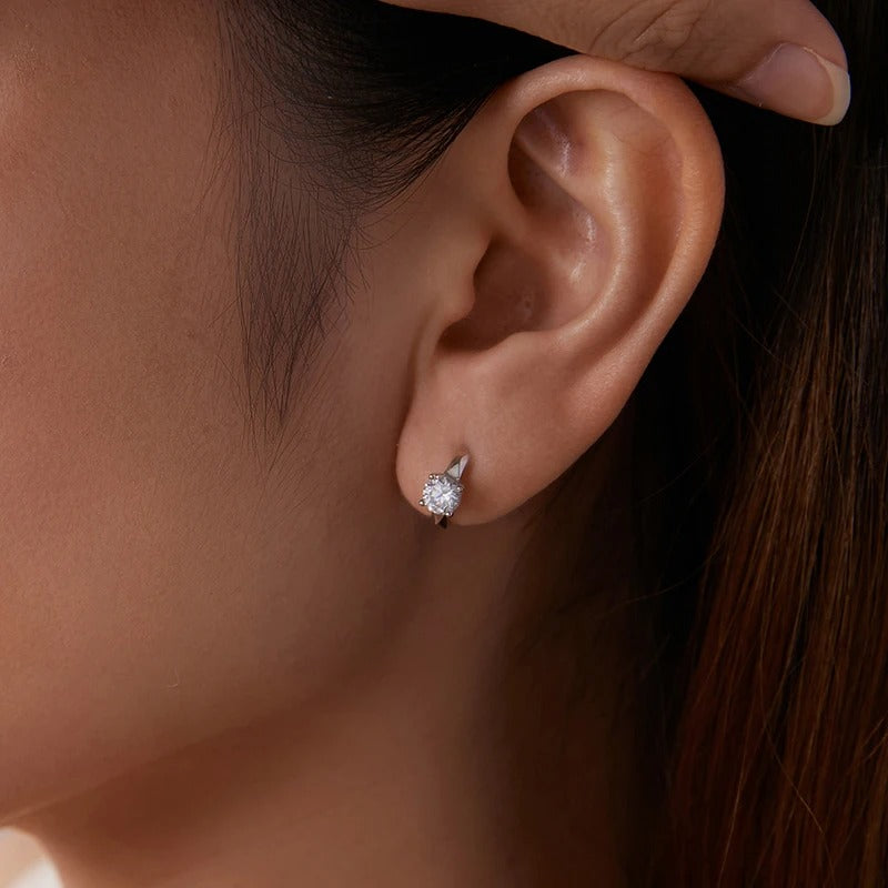 Bamoer 0.5CT Moissanite Hoop Earrings – 925 Sterling Silver, Angular Design, Certified Women’s Jewelry