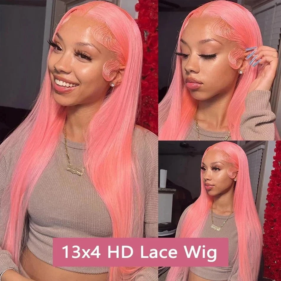 SoGreat 200% Density Pink HD Lace Wig 13x6 Straight Human Hair Pre-Plucked Brazilian