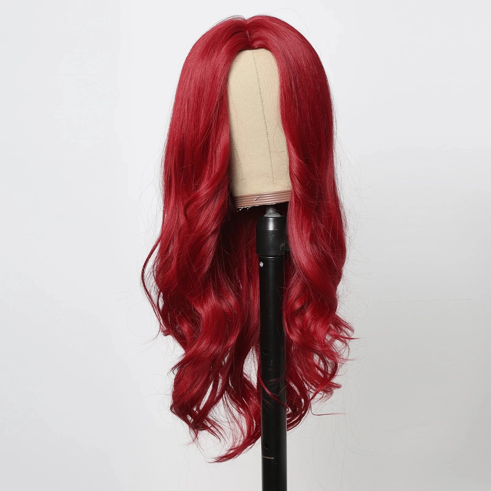Red Center-Parted Long Wavy Synthetic Cosplay Wig