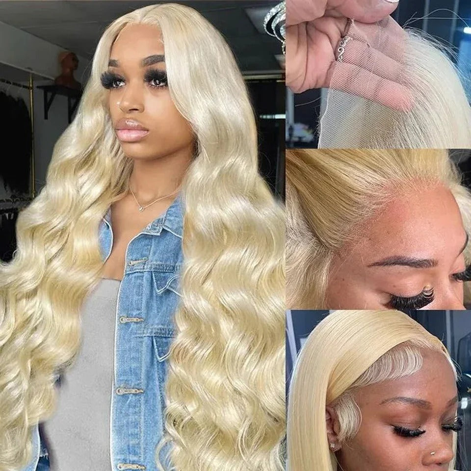 613 Blonde HD Lace Front Wig – Body Wave, Preplucked, 200% Density, 44–46 Inch