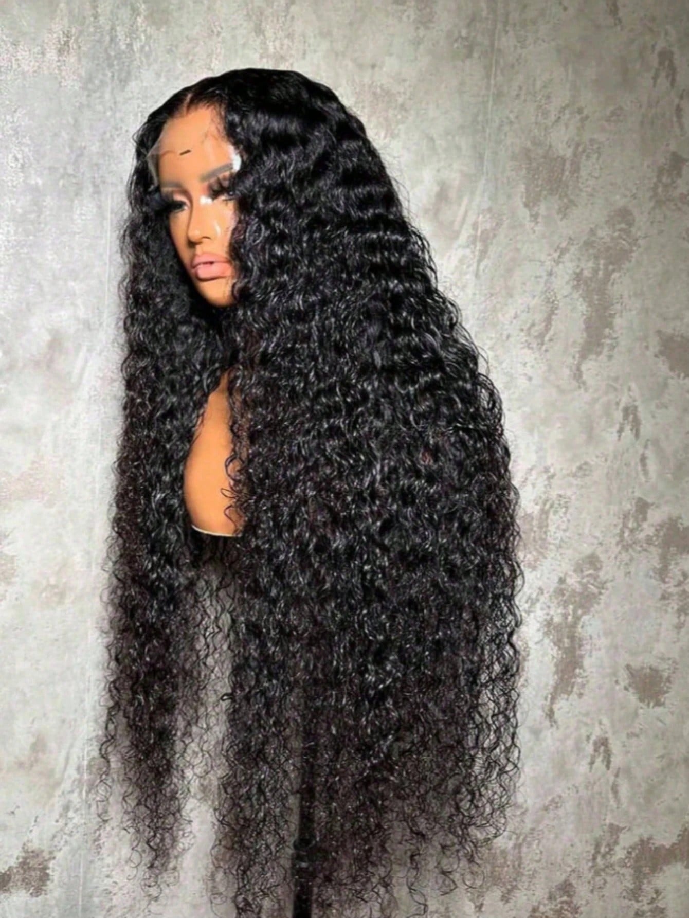 Curly Water Wave HD Lace Frontal Wig (40–42", 250% Density)