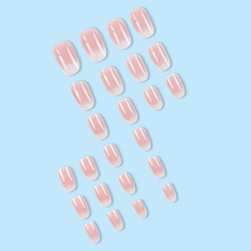 24Pcs Pink Gradient Glossy Press-On Nails (Oval)
