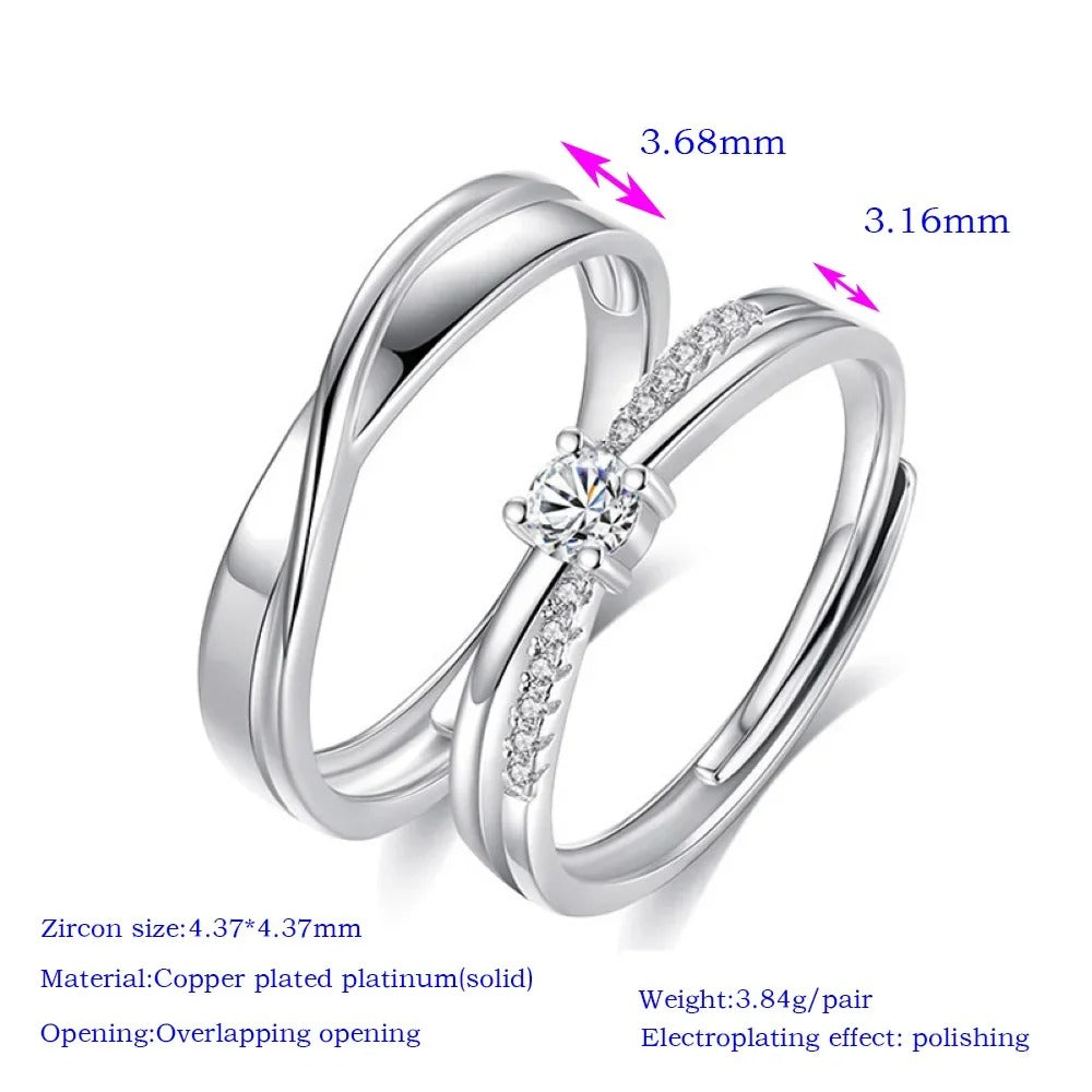 Twist Copper Plated Adjustable Couple Rings (Men & Women)