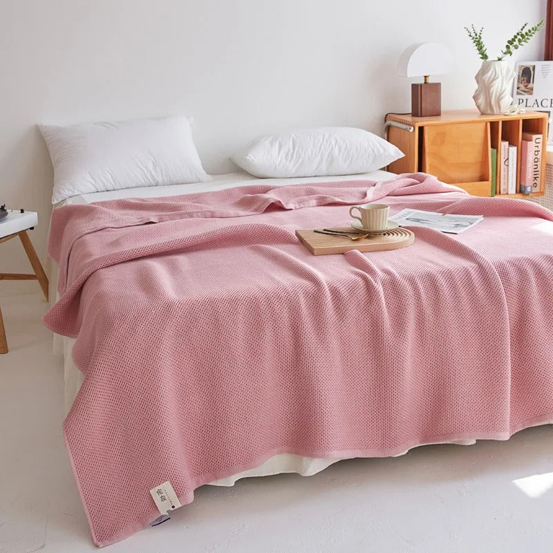 Honeycomb Cotton Summer Throw Blanket – Double Bed & Sofa Cover Quilt