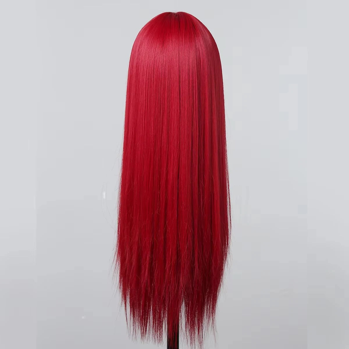 Red Long Straight Synthetic Wig – Halloween Cosplay & Daily Use with Headband