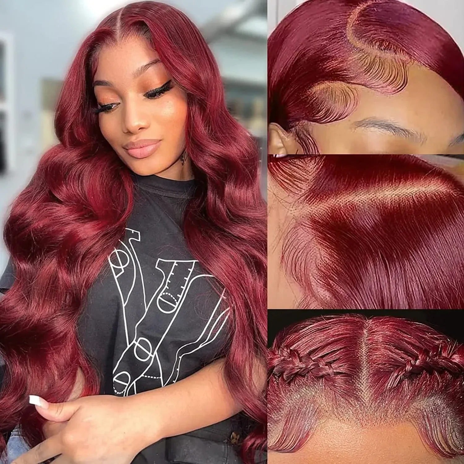 Silkwave 99J Burgundy Body Wave 13x6 HD Lace Front Human Hair Wig