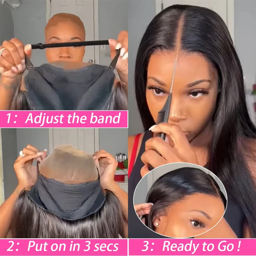 Smooth Straight Human Hair Wig – Pre-Plucked, Ready-to-Wear, 5x5 Closure & 13x4 Lace Front