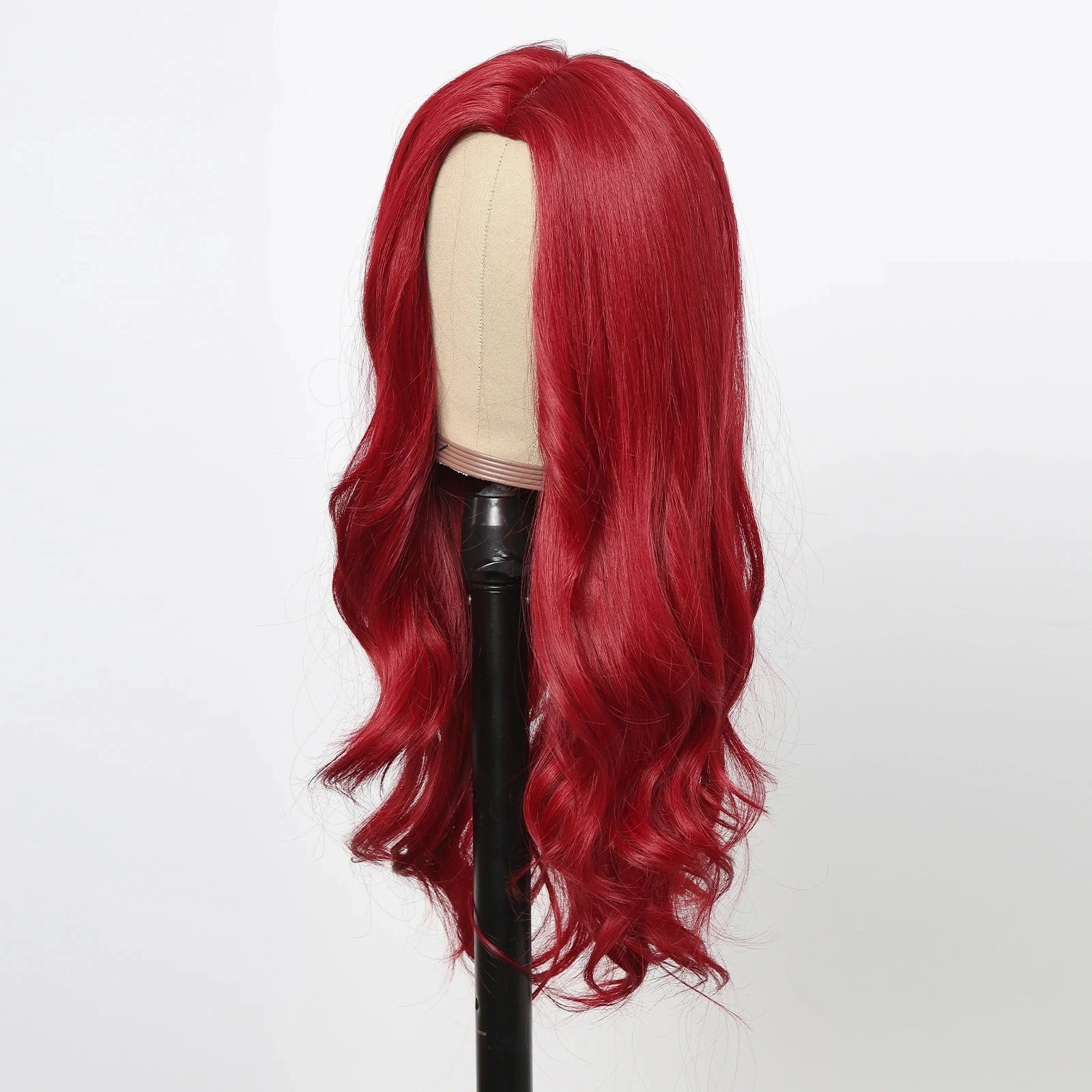 Red Center-Parted Long Wavy Synthetic Cosplay Wig