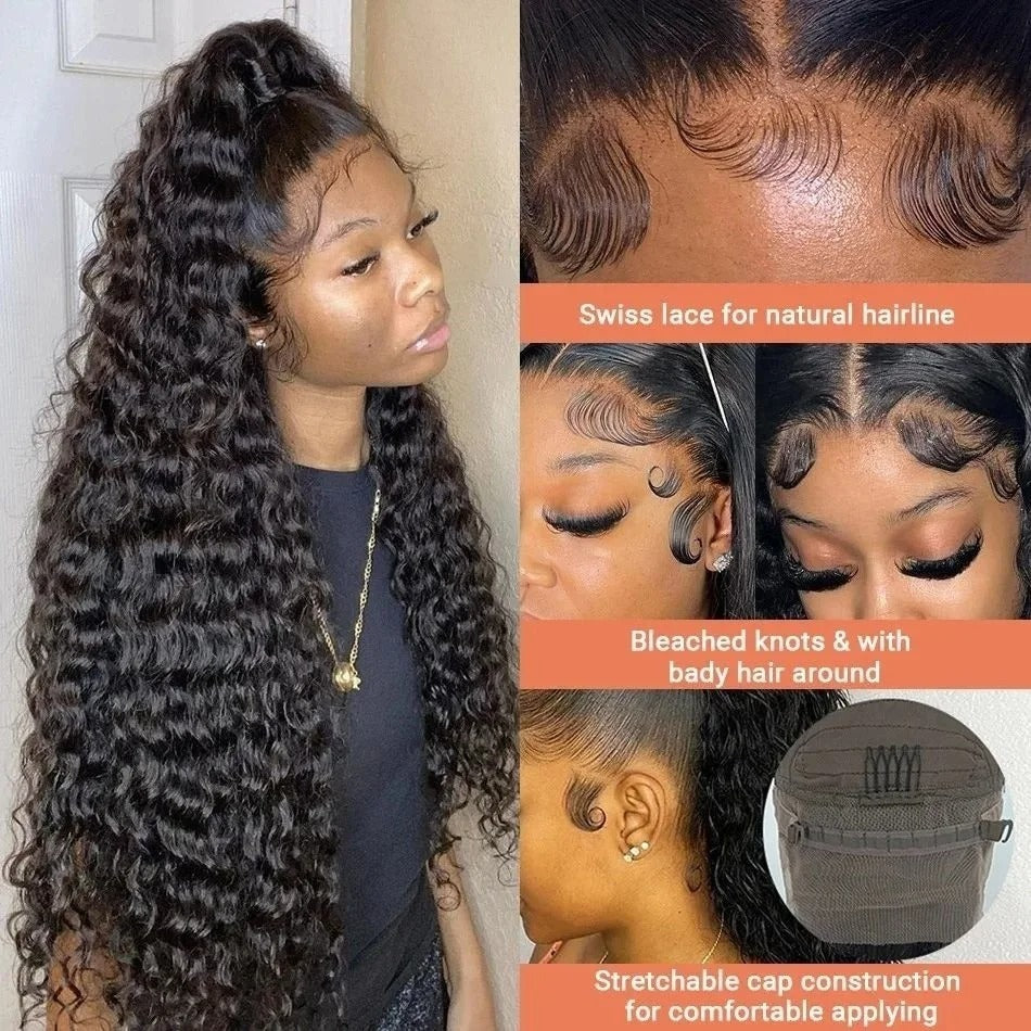 Deep Wave HD Lace Front Wig (13x6/13x4, Curly Human Hair, 200% Density)