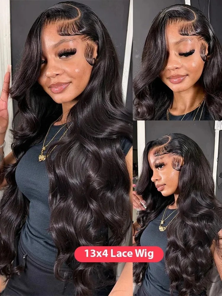 Golden Body Wave HD Lace Frontal Wig 28–30" 250 Density Brazilian Human Hair Glueless Wig