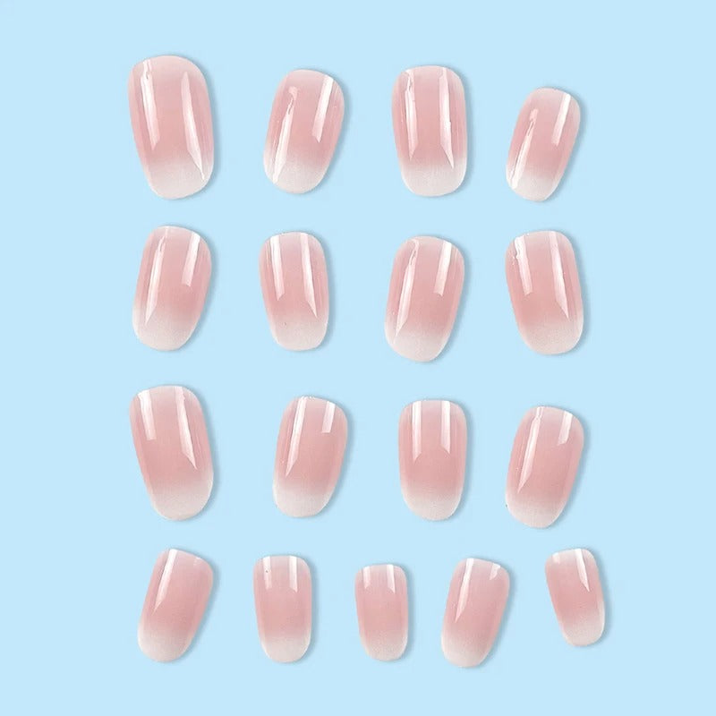 24Pcs Pink Gradient Glossy Press-On Nails (Oval)