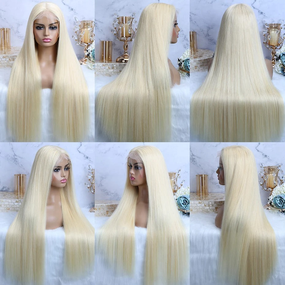 613 Blonde HD Lace Front Wig – Bone Straight Human Hair (13x4/13x6/360, 200–250% Density)