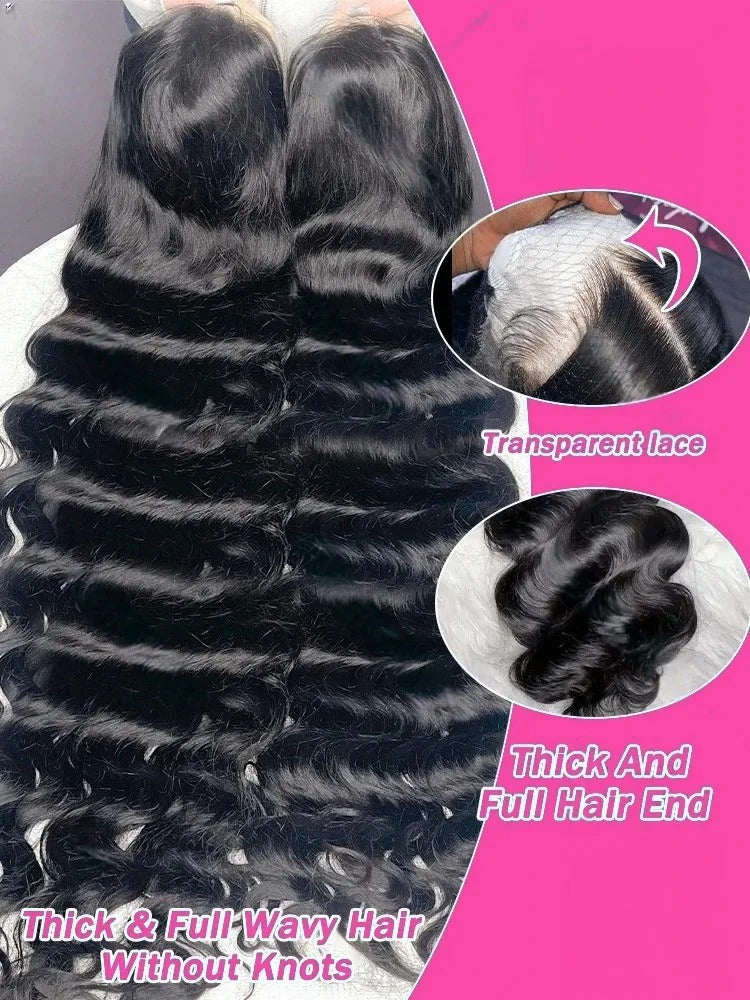 Golden Body Wave HD Lace Frontal Wig 28–30" 250 Density Brazilian Human Hair Glueless Wig