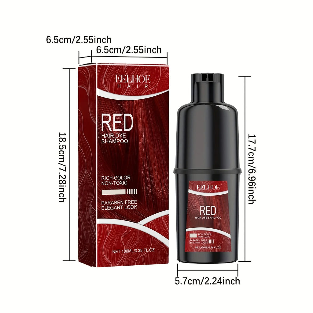 Red Hair Dye Shampoo 2pcs – 3-in-1 Coloring, Hydrating & Softening Shampoo