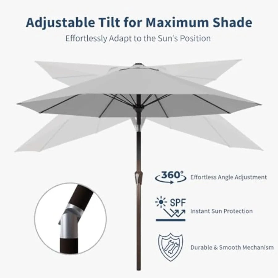 10ft Patio Umbrella with Crank & Tilt, UV-Resistant Waterproof Canopy