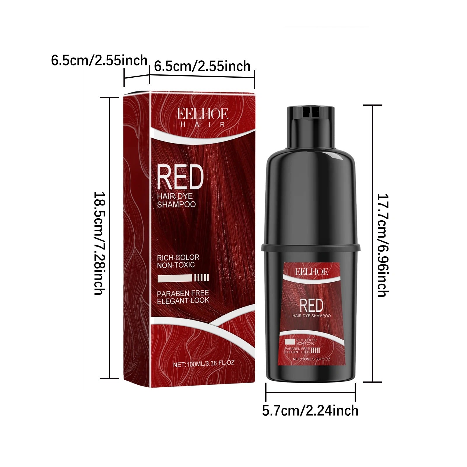 EELHOE Red Hair Color Shampoo 100ml – Herbal Nourishing Long-Lasting Hair Dye