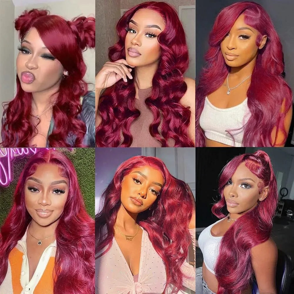 Silkwave 99J Burgundy Body Wave 13x6 HD Lace Front Human Hair Wig