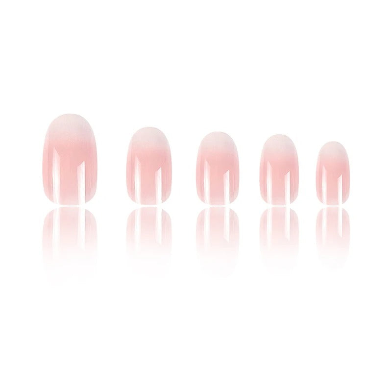 24Pcs Pink Gradient Glossy Press-On Nails (Oval)