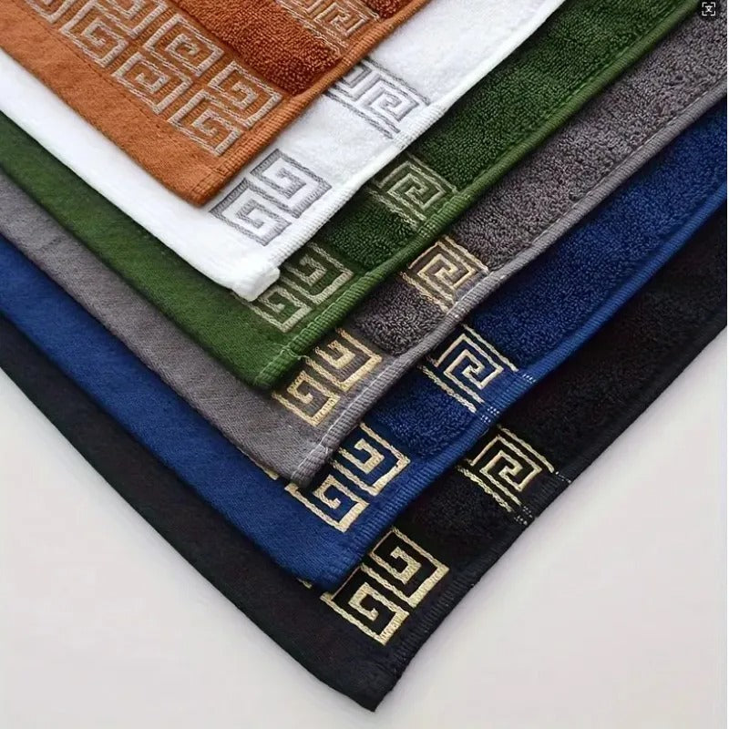 Black Cotton Embroidered Hotel Bath Towels (2pcs, Quick-Dry)