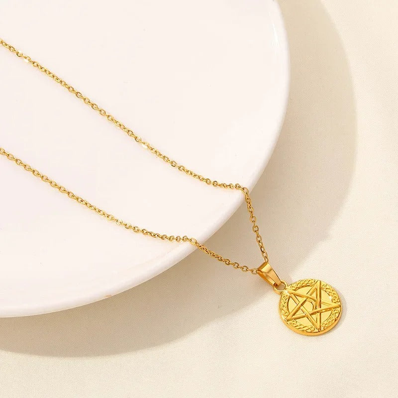 Boho Moon & Sun Stainless Steel Pendant Necklace (Gold & Silver O-Chain)