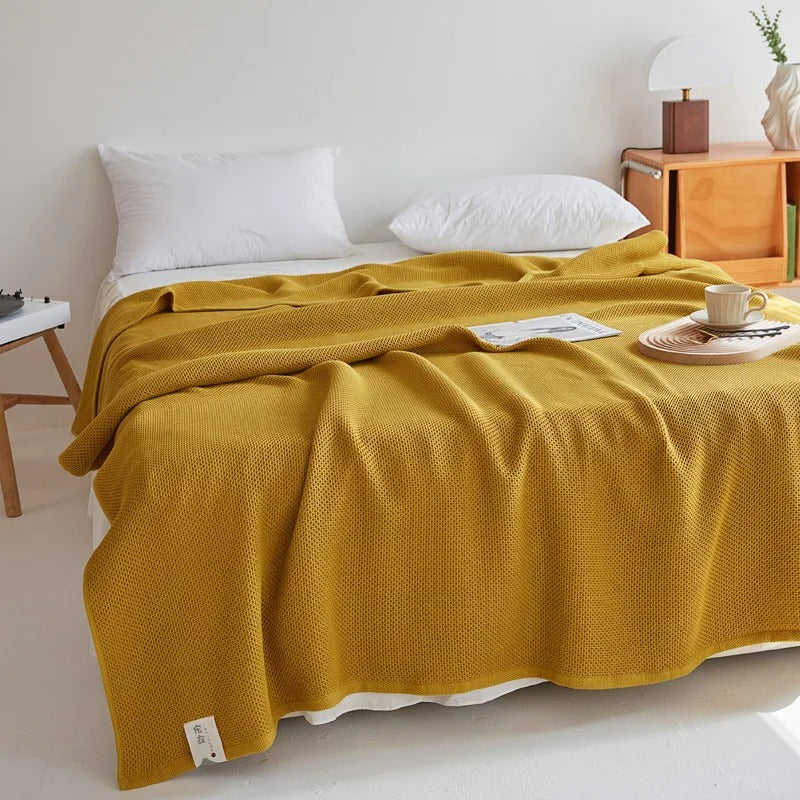 Honeycomb Cotton Summer Throw Blanket – Double Bed & Sofa Cover Quilt