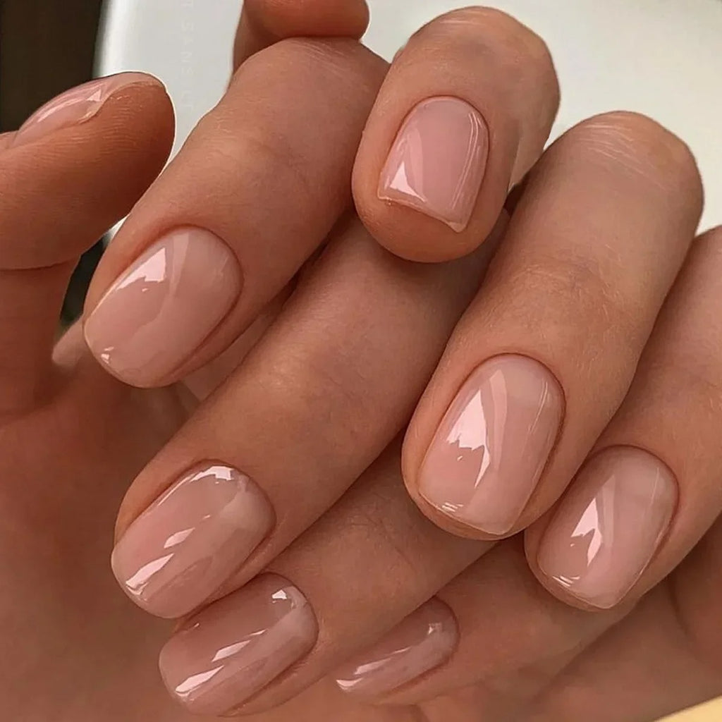 24Pcs Pink Gradient Glossy Press-On Nails (Oval)