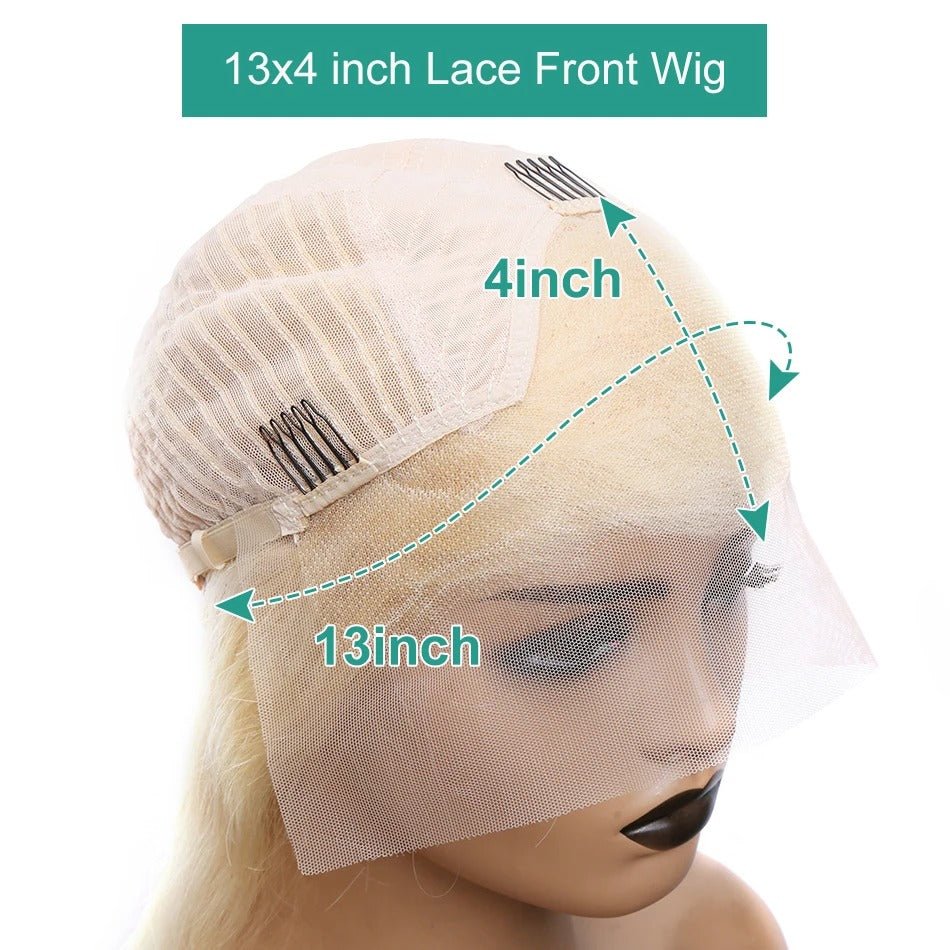 Luvin 613 Honey Blonde Deep Wave Curly Lace Front Human Hair Wig 38" 250% Density