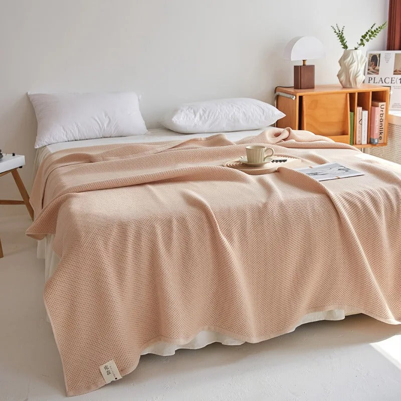 Honeycomb Cotton Summer Throw Blanket – Double Bed & Sofa Cover Quilt