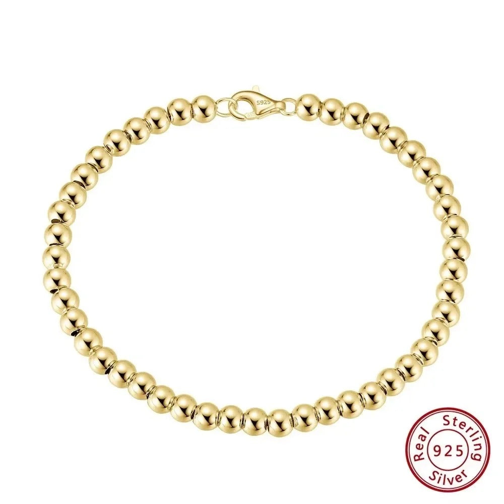 Rinntin 925 Sterling Silver 4mm Bead Ball Bracelet (SB103)