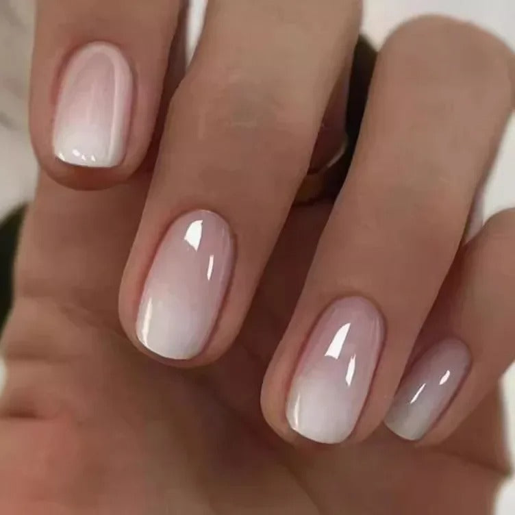 24Pcs Pink Gradient Glossy Press-On Nails (Oval)