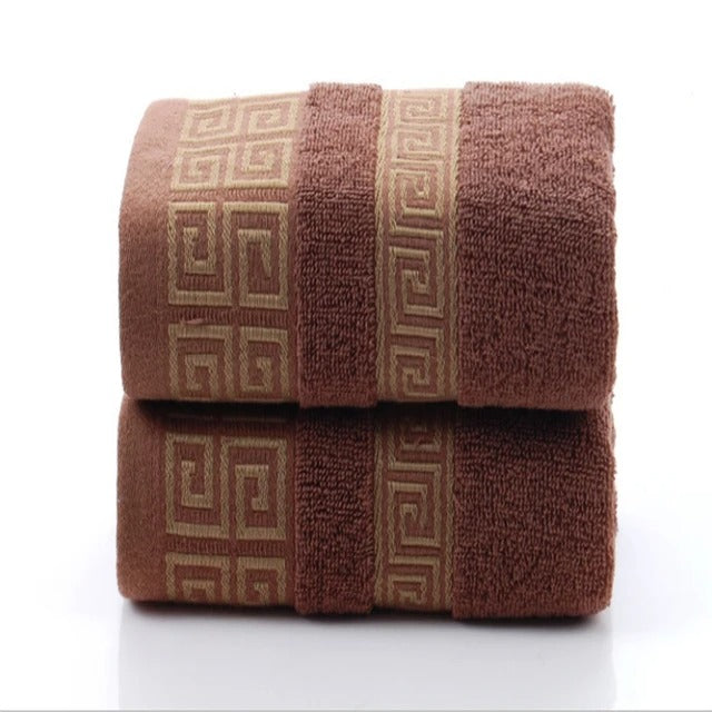 Black Cotton Embroidered Hotel Bath Towels (2pcs, Quick-Dry)
