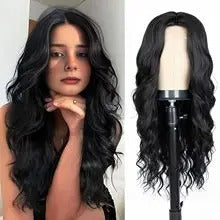 Red Center-Parted Long Wavy Synthetic Cosplay Wig