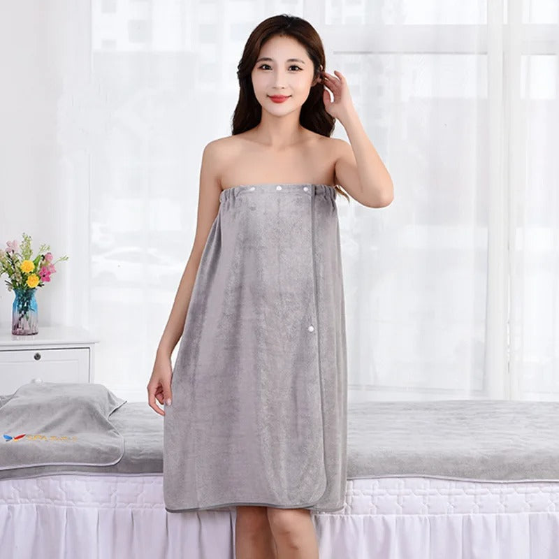 Microfiber Wearable Sauna Bath Towel – Thick, Highly Absorbent Spa Skirt/Bathrobe